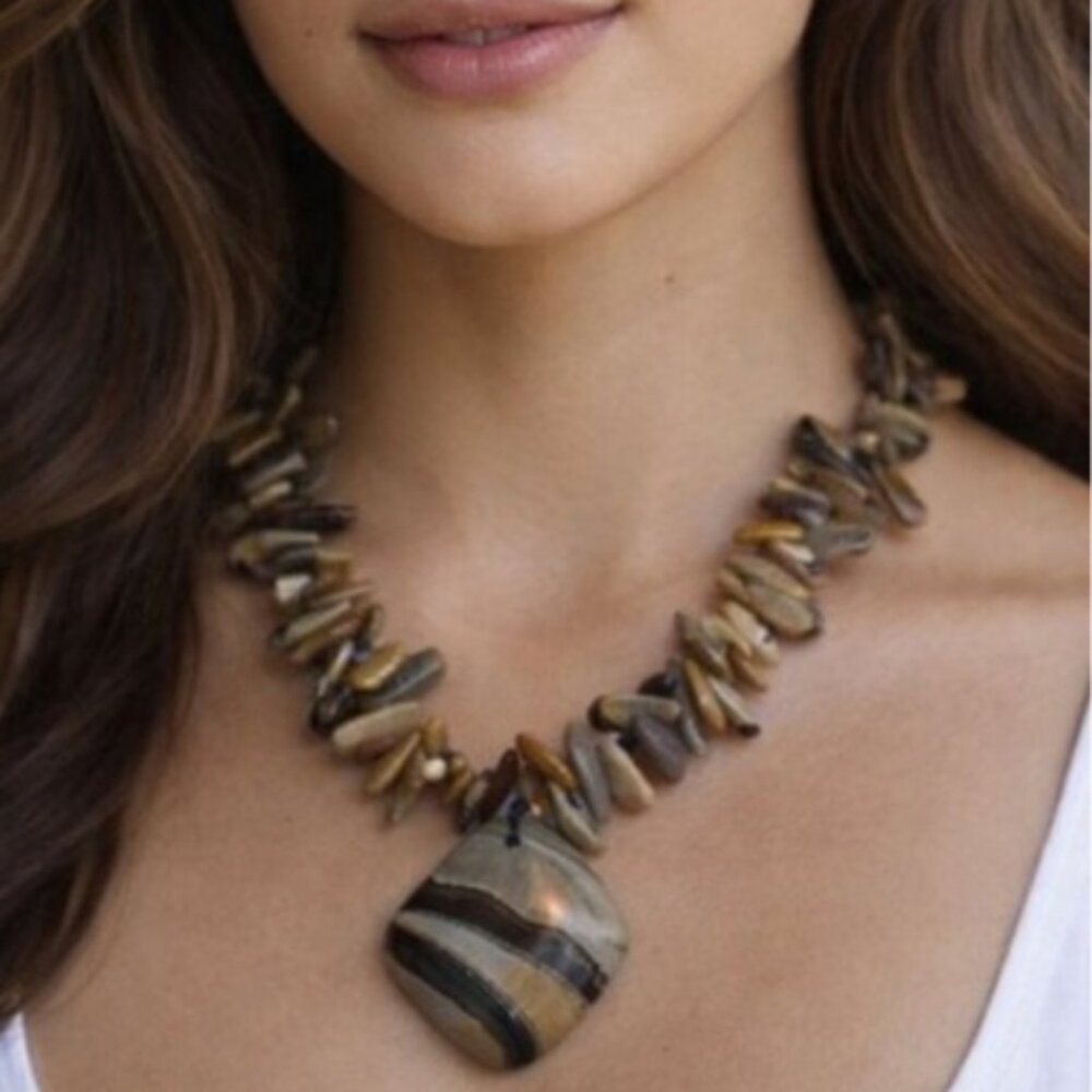Handcrafted Polished Stone Necklace